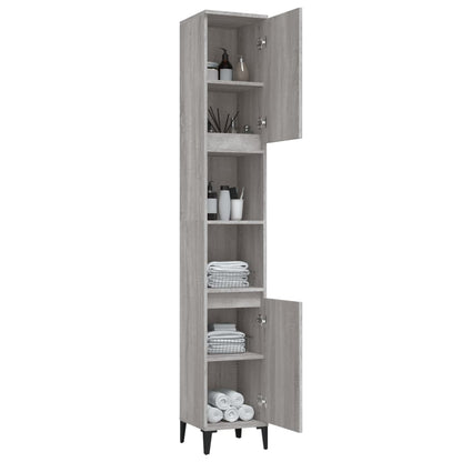 Bathroom Cabinet Grey Sonoma 30x30x190 cm Engineered Wood - Bend