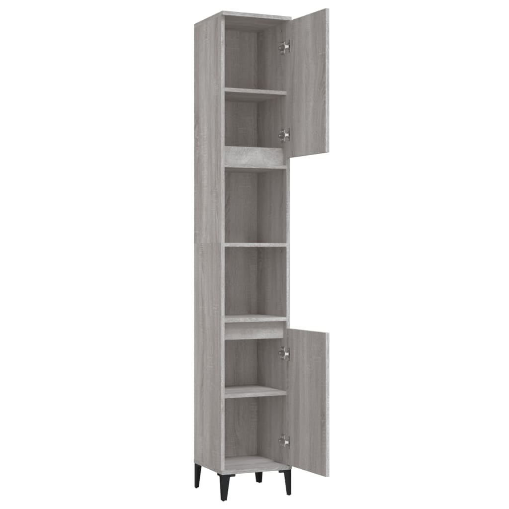 Bathroom Cabinet Grey Sonoma 30x30x190 cm Engineered Wood - Bend