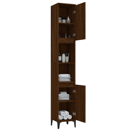 Bathroom Cabinet Brown Oak 30x30x190 cm Engineered Wood