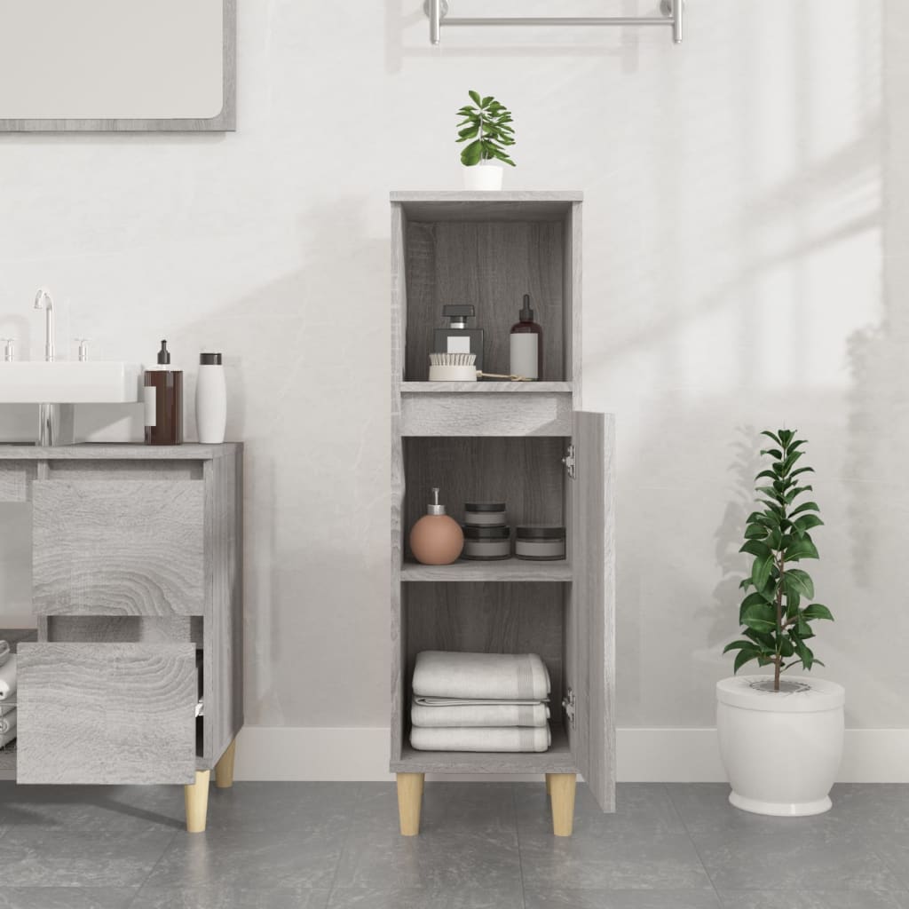 Bathroom Cabinet Grey Sonoma 30x30x100 cm Engineered Wood