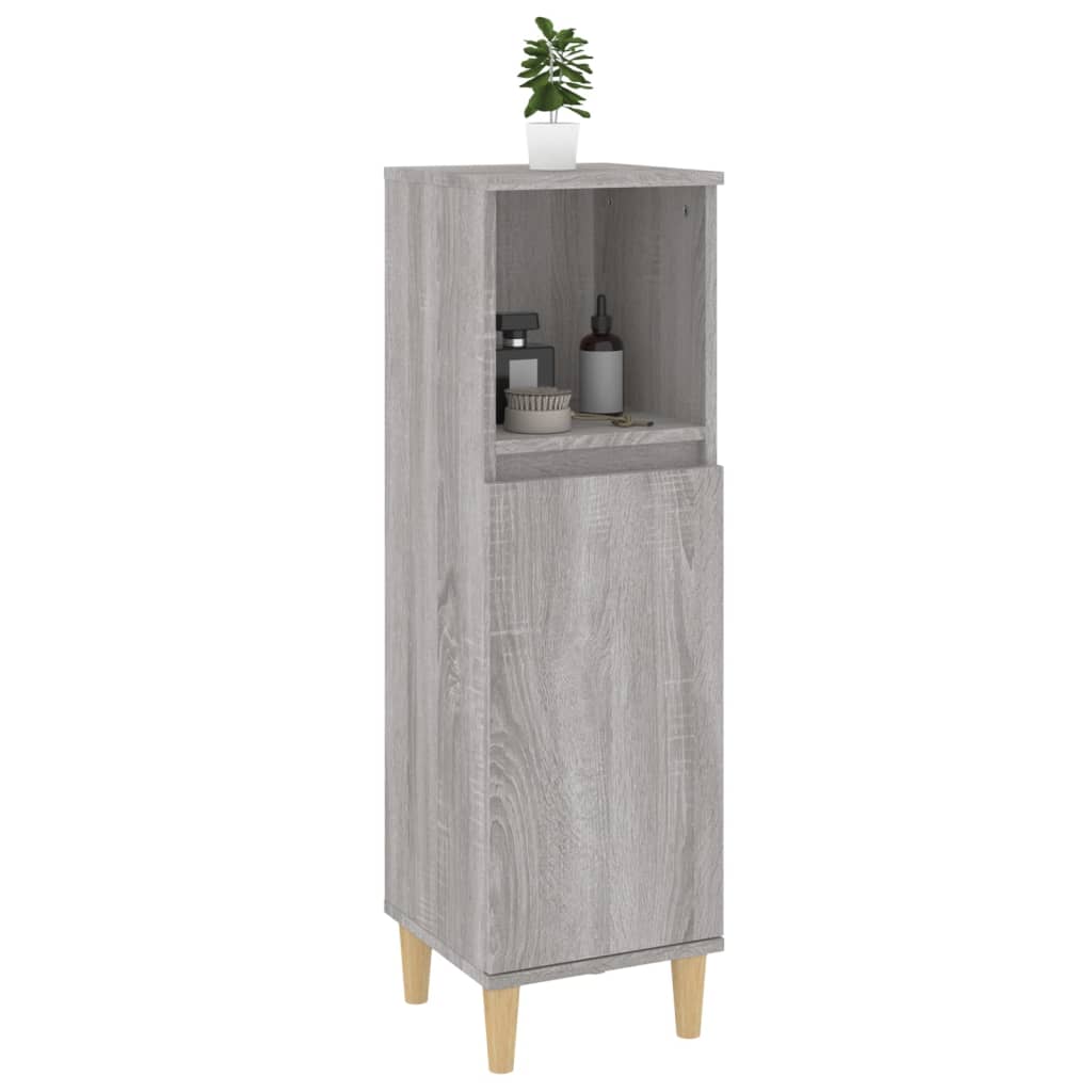 Bathroom Cabinet Grey Sonoma 30x30x100 cm Engineered Wood