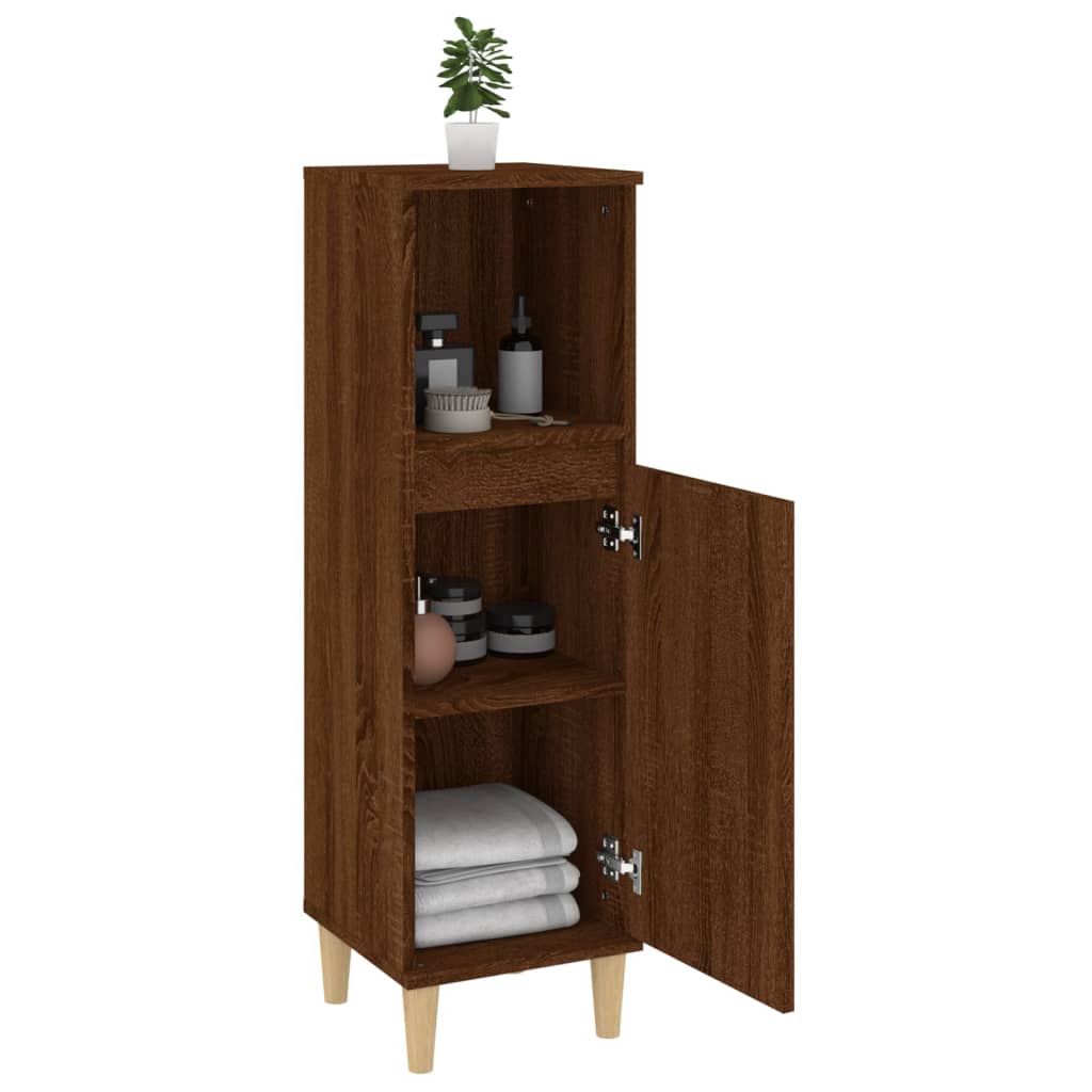 Bathroom Cabinet Brown Oak 30x30x100 cm Engineered Wood