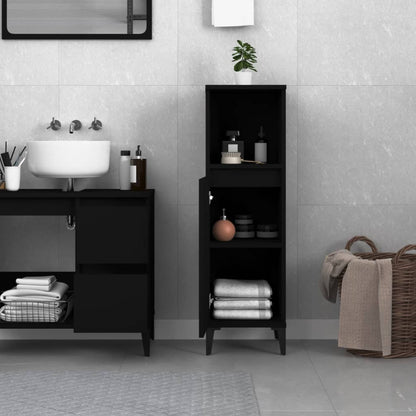 Bathroom Cabinet Black 30x30x100 cm Engineered Wood