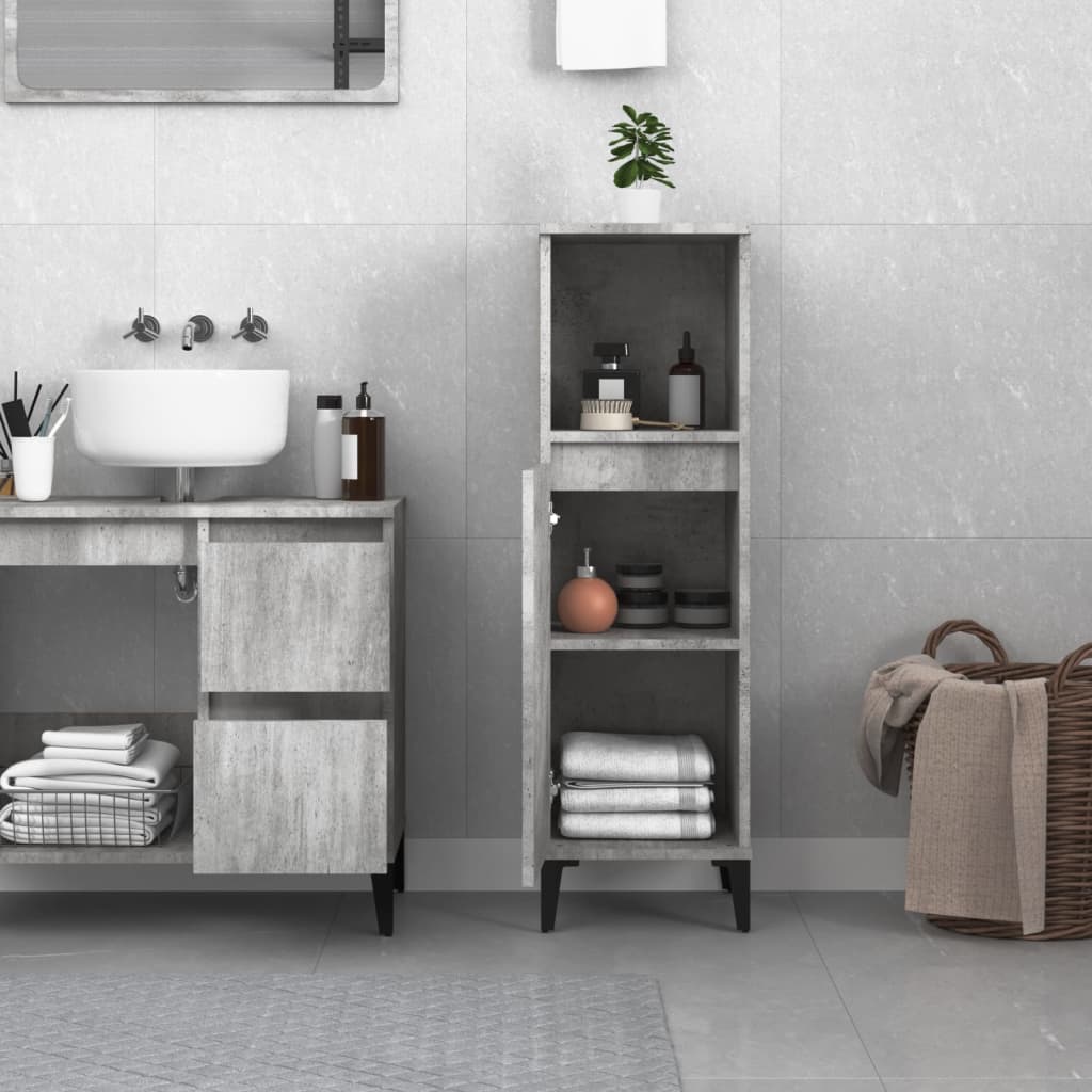 Bathroom Cabinet Concrete Grey 30x30x100 cm Engineered Wood - Bend