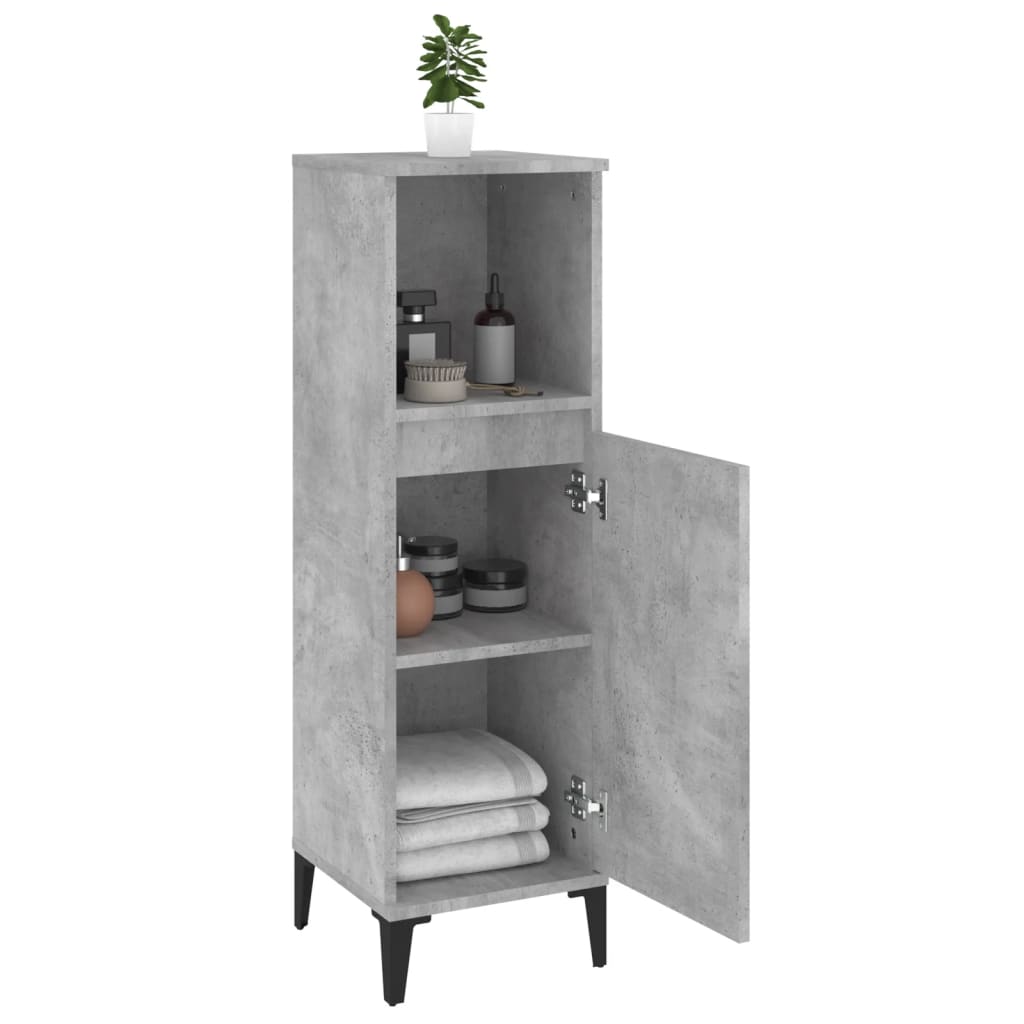 Bathroom Cabinet Concrete Grey 30x30x100 cm Engineered Wood - Bend