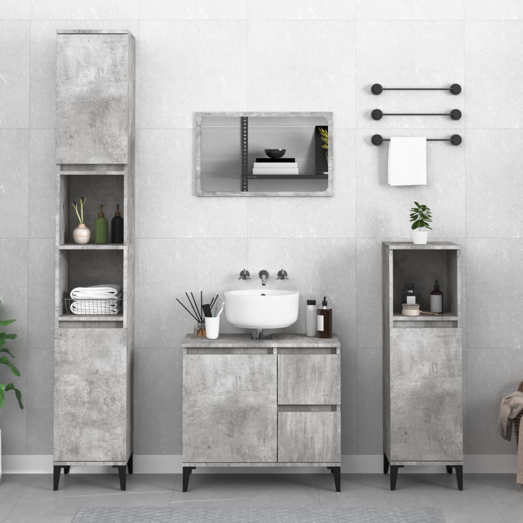 Bathroom Cabinet Concrete Grey 30x30x100 cm Engineered Wood - Bend