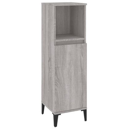 Bathroom Cabinet Grey Sonoma 30x30x100 cm Engineered Wood - Bend