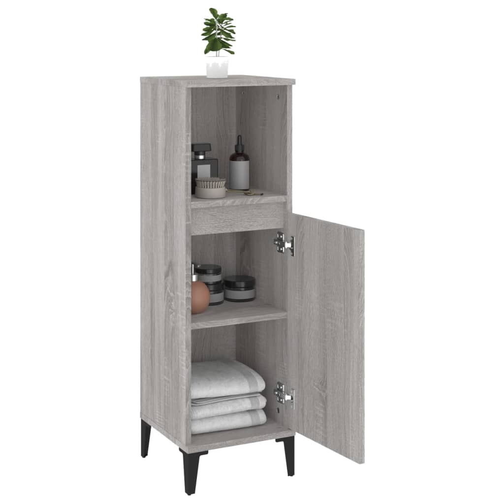 Bathroom Cabinet Grey Sonoma 30x30x100 cm Engineered Wood - Bend