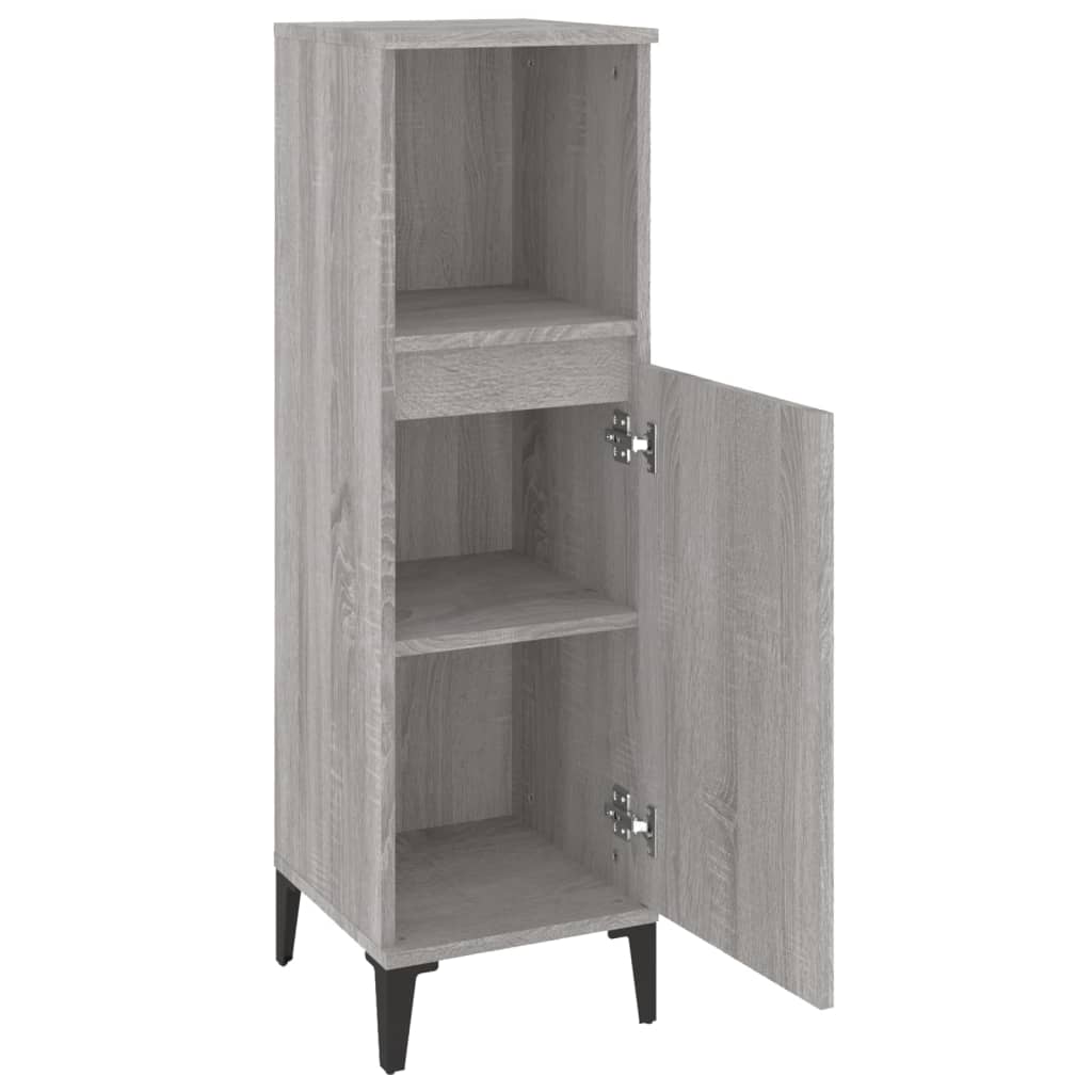 Bathroom Cabinet Grey Sonoma 30x30x100 cm Engineered Wood - Bend