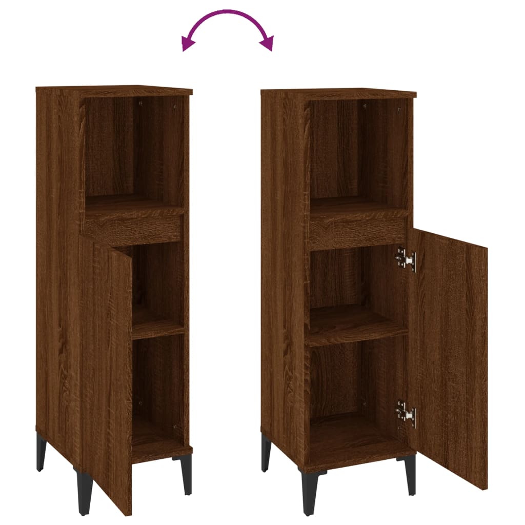 Bathroom Storage Cabinet in Brown Oak Finish - Bend