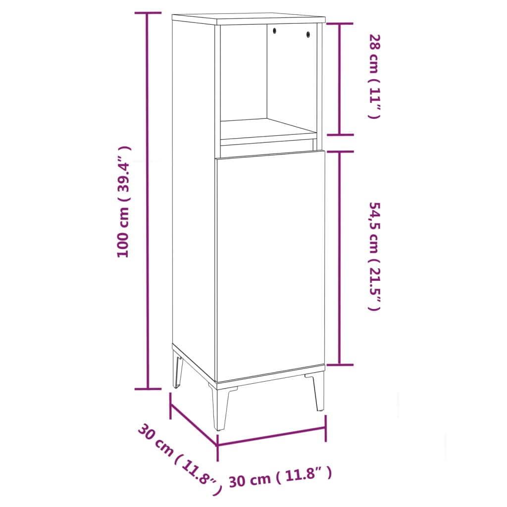 Bathroom Storage Cabinet in Brown Oak Finish - Bend