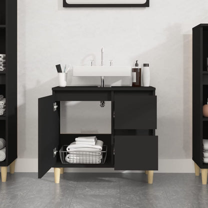 Two-Drawer Bathroom Storage Cabinet in Black - Bend