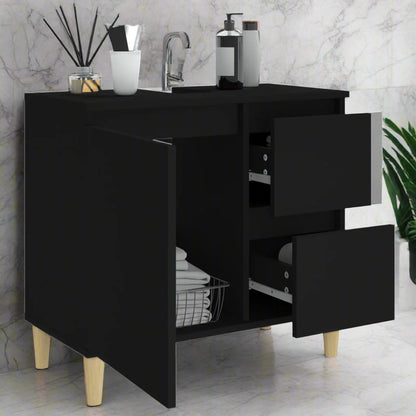 Two-Drawer Bathroom Storage Cabinet in Black - Bend