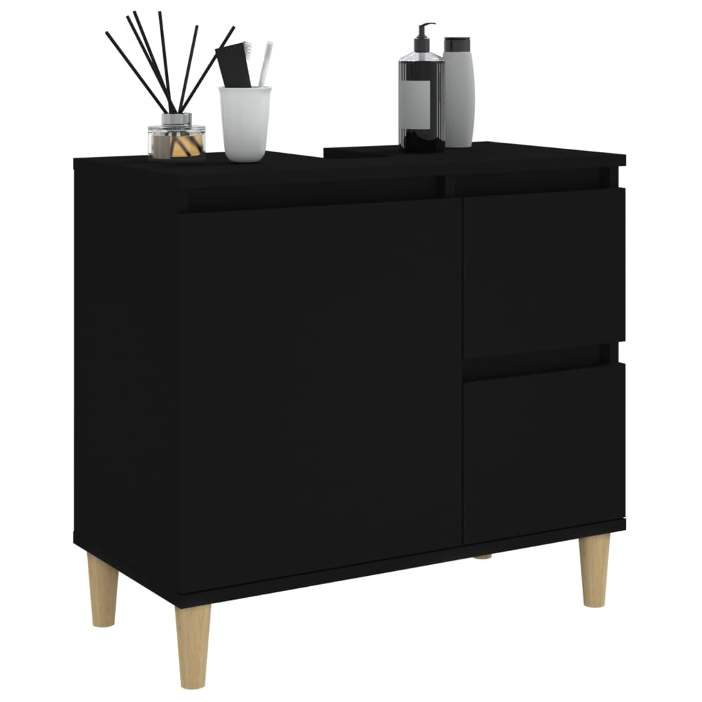 Two-Drawer Bathroom Storage Cabinet in Black - Bend