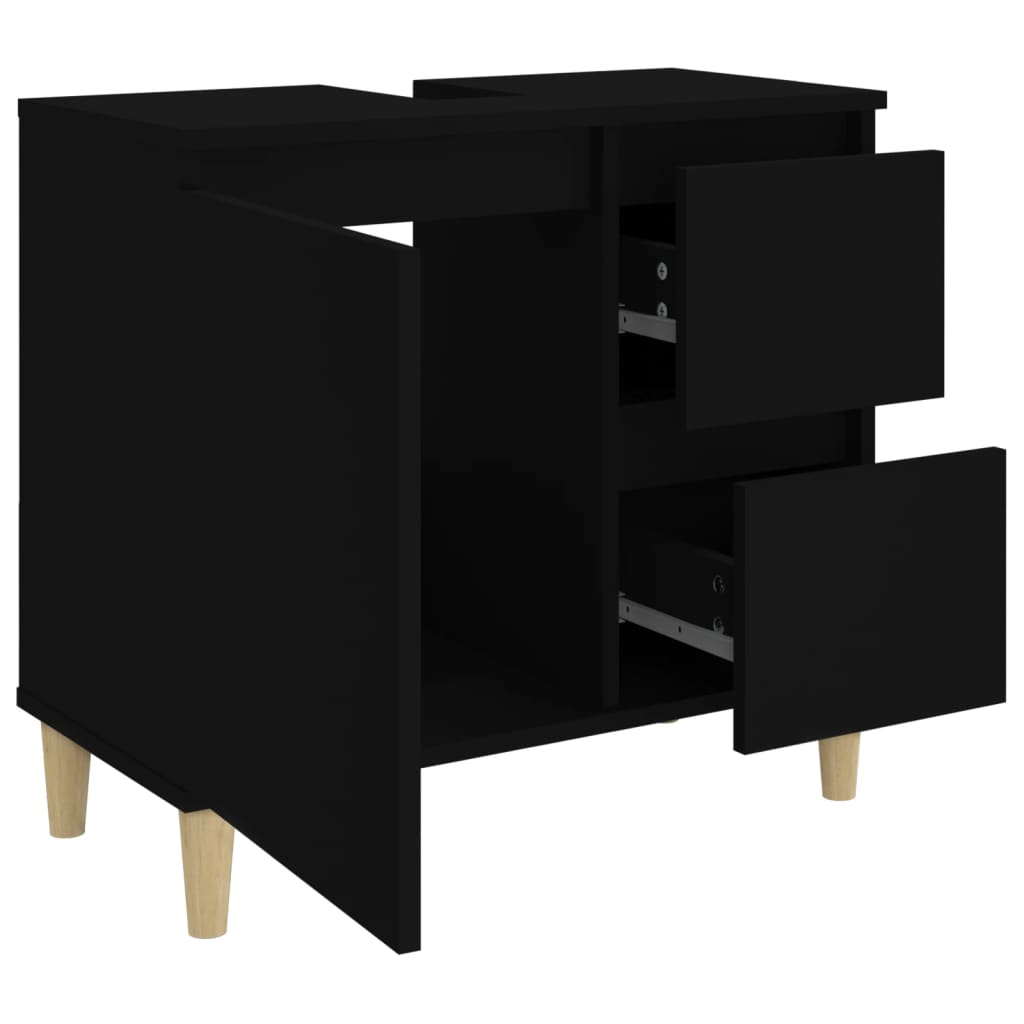 Two-Drawer Bathroom Storage Cabinet in Black - Bend