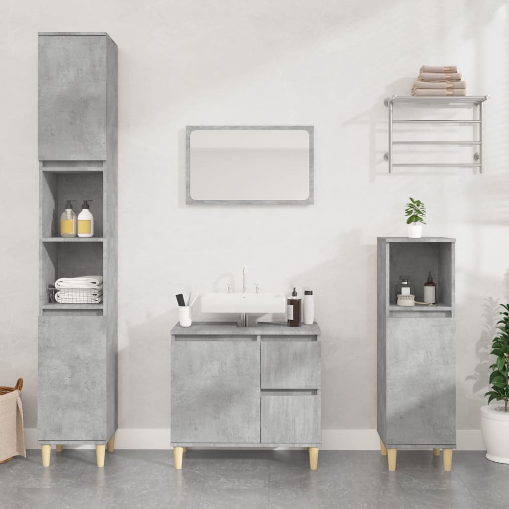 Bathroom Cabinet Concrete Grey 65x33x60 cm Engineered Wood - Bend