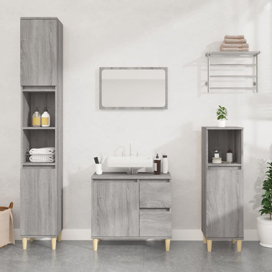 Bathroom Cabinet Grey Sonoma 65x33x60 cm Engineered Wood - Bend