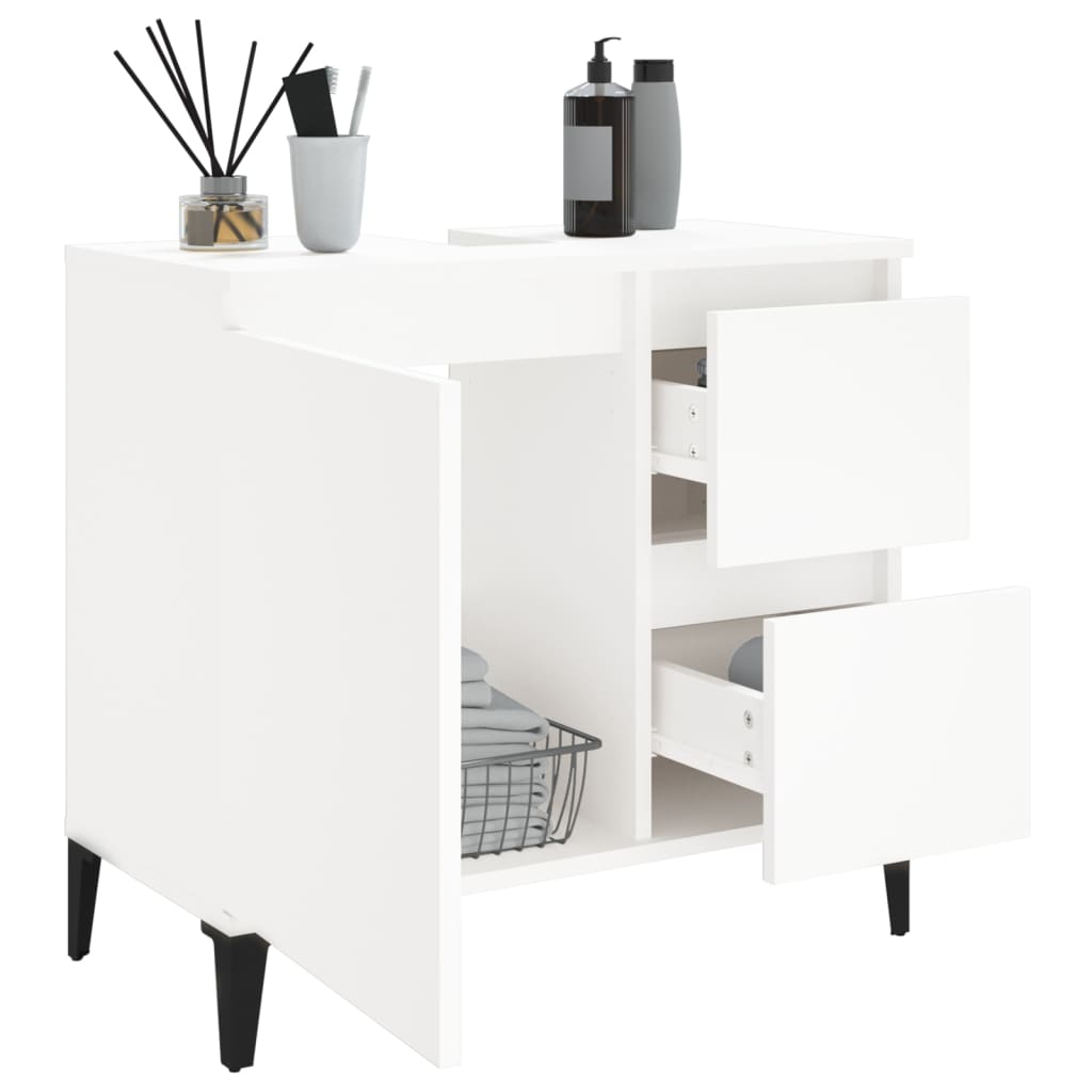 Bathroom Cabinet White 65x33x60 cm Engineered Wood - Bend