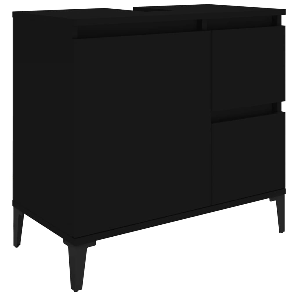 Two-Drawer Bathroom Storage Cabinet in Black - Bend