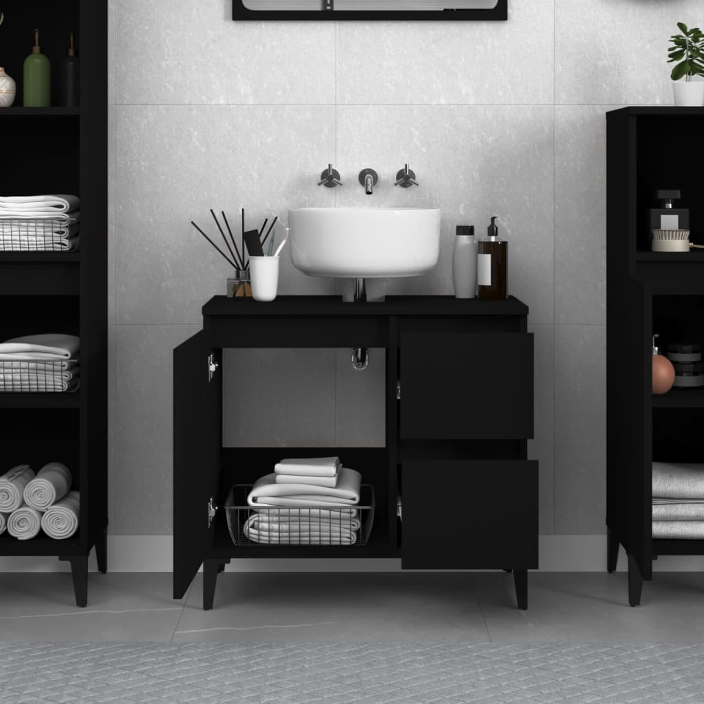 Two-Drawer Bathroom Storage Cabinet in Black - Bend