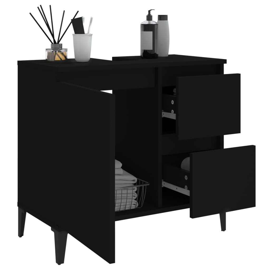 Two-Drawer Bathroom Storage Cabinet in Black - Bend