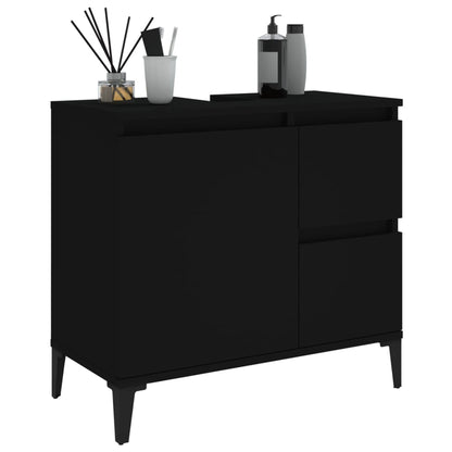 Two-Drawer Bathroom Storage Cabinet in Black - Bend