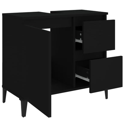 Two-Drawer Bathroom Storage Cabinet in Black - Bend