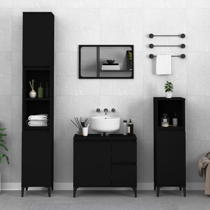 Two-Drawer Bathroom Storage Cabinet in Black - Bend