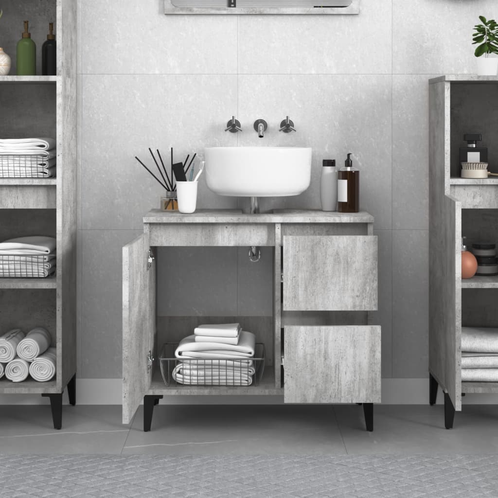 Bathroom Cabinet Concrete Grey 65x33x60 cm Engineered Wood - Bend