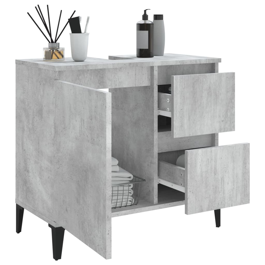 Bathroom Cabinet Concrete Grey 65x33x60 cm Engineered Wood - Bend