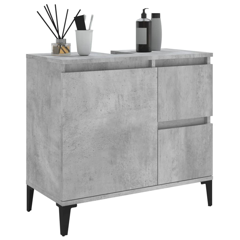 Bathroom Cabinet Concrete Grey 65x33x60 cm Engineered Wood - Bend