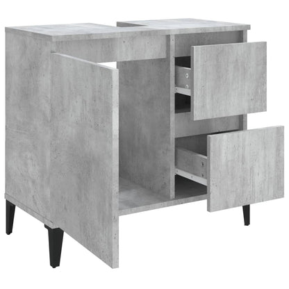 Bathroom Cabinet Concrete Grey 65x33x60 cm Engineered Wood - Bend