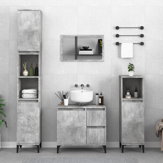 Bathroom Cabinet Concrete Grey 65x33x60 cm Engineered Wood - Bend