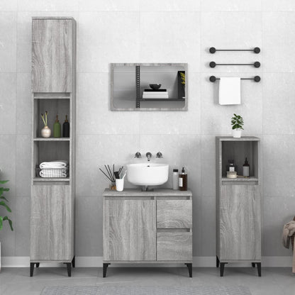 Bathroom Cabinet Grey Sonoma 65x33x60 cm Engineered Wood - Bend