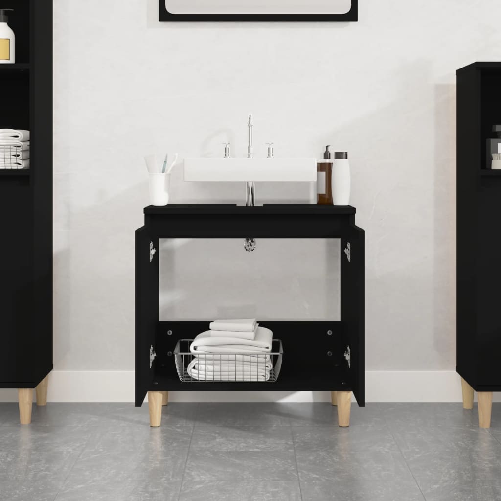 Sink Cabinet Black 58x33x60 cm Engineered Wood - Bend