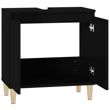 Sink Cabinet Black 58x33x60 cm Engineered Wood - Bend