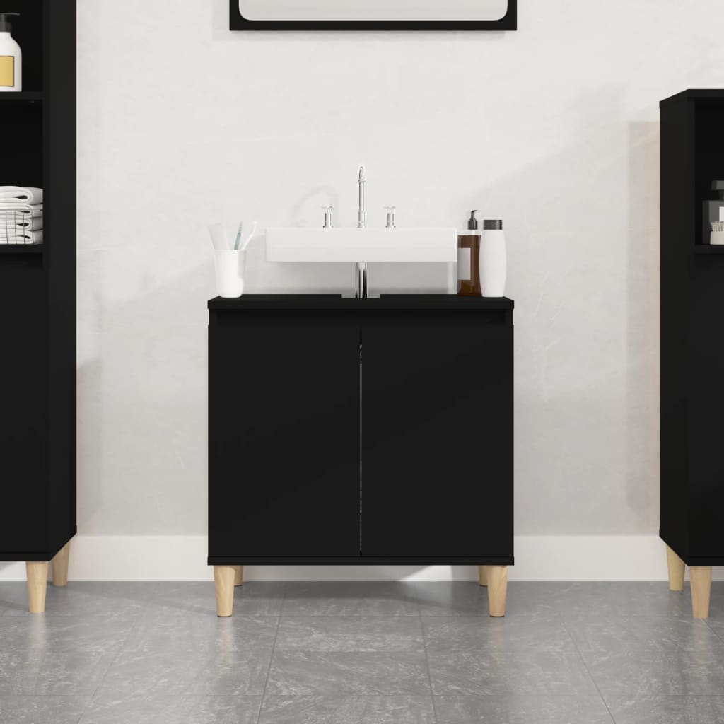 Sink Cabinet Black 58x33x60 cm Engineered Wood - Bend