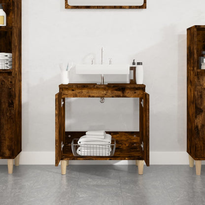 Sink Cabinet Smoked Oak 58x33x60 cm Engineered Wood - Bend