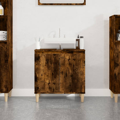 Sink Cabinet Smoked Oak 58x33x60 cm Engineered Wood - Bend