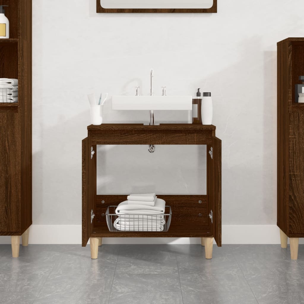 Sink Cabinet Brown Oak 58x33x60 cm Engineered Wood - Bend