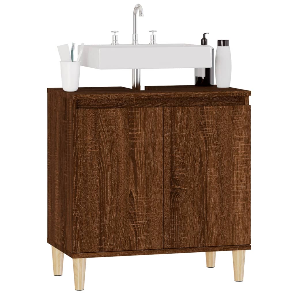 Sink Cabinet Brown Oak 58x33x60 cm Engineered Wood - Bend