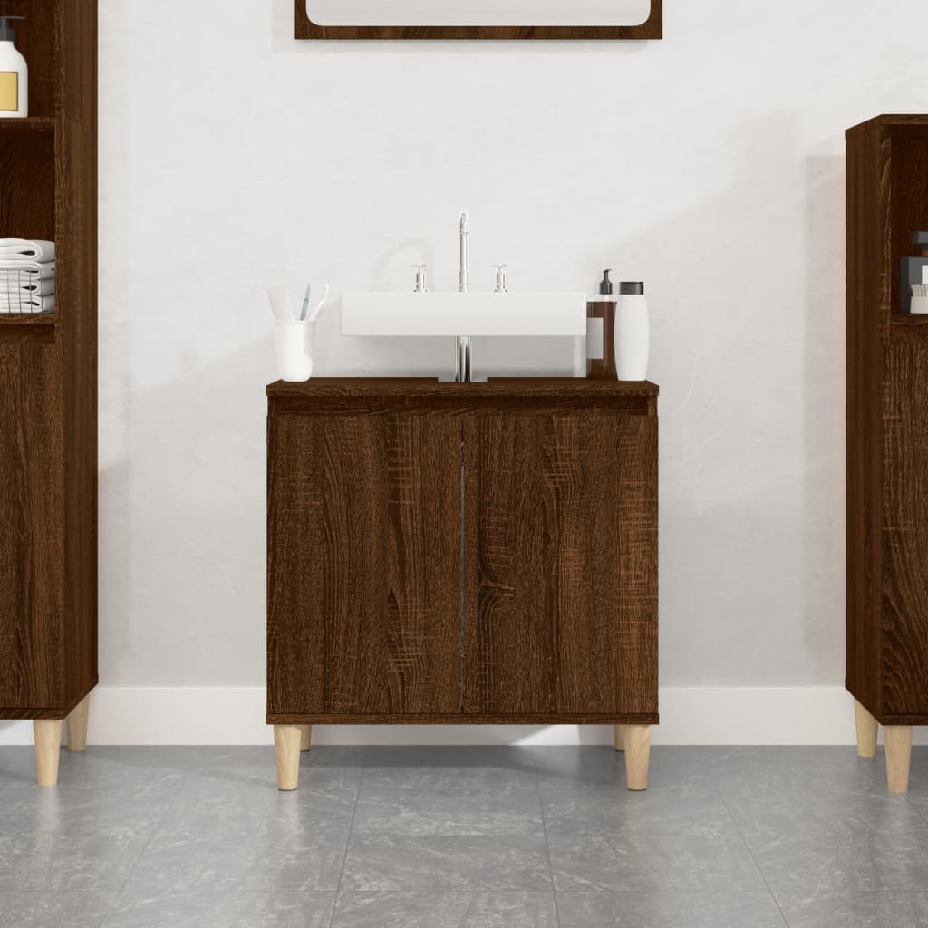 Sink Cabinet Brown Oak 58x33x60 cm Engineered Wood - Bend