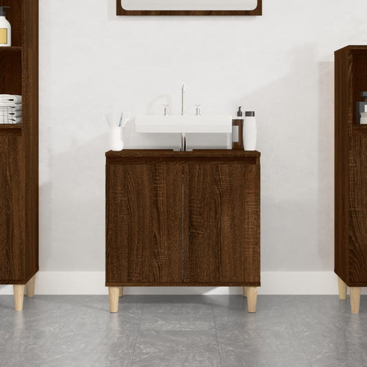 Sink Cabinet Brown Oak 58x33x60 cm Engineered Wood - Bend