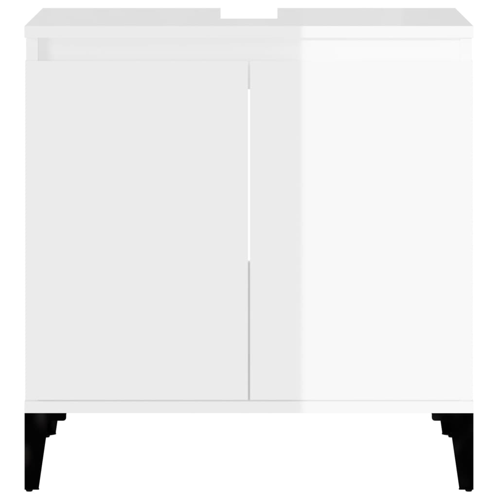 Sink Cabinet High Gloss White 58x33x60 cm Engineered Wood - Bend