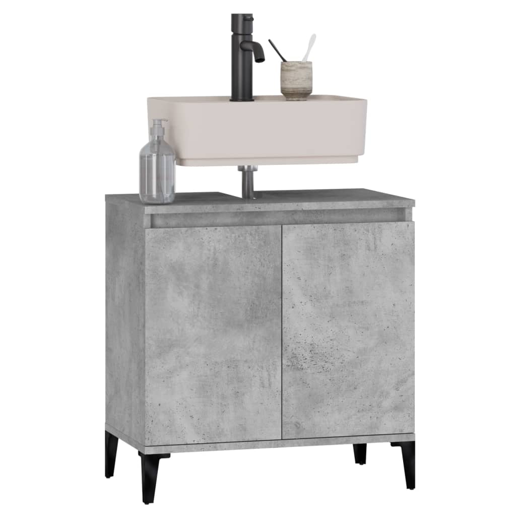 Sink Cabinet Concrete Grey 58x33x60 cm Engineered Wood