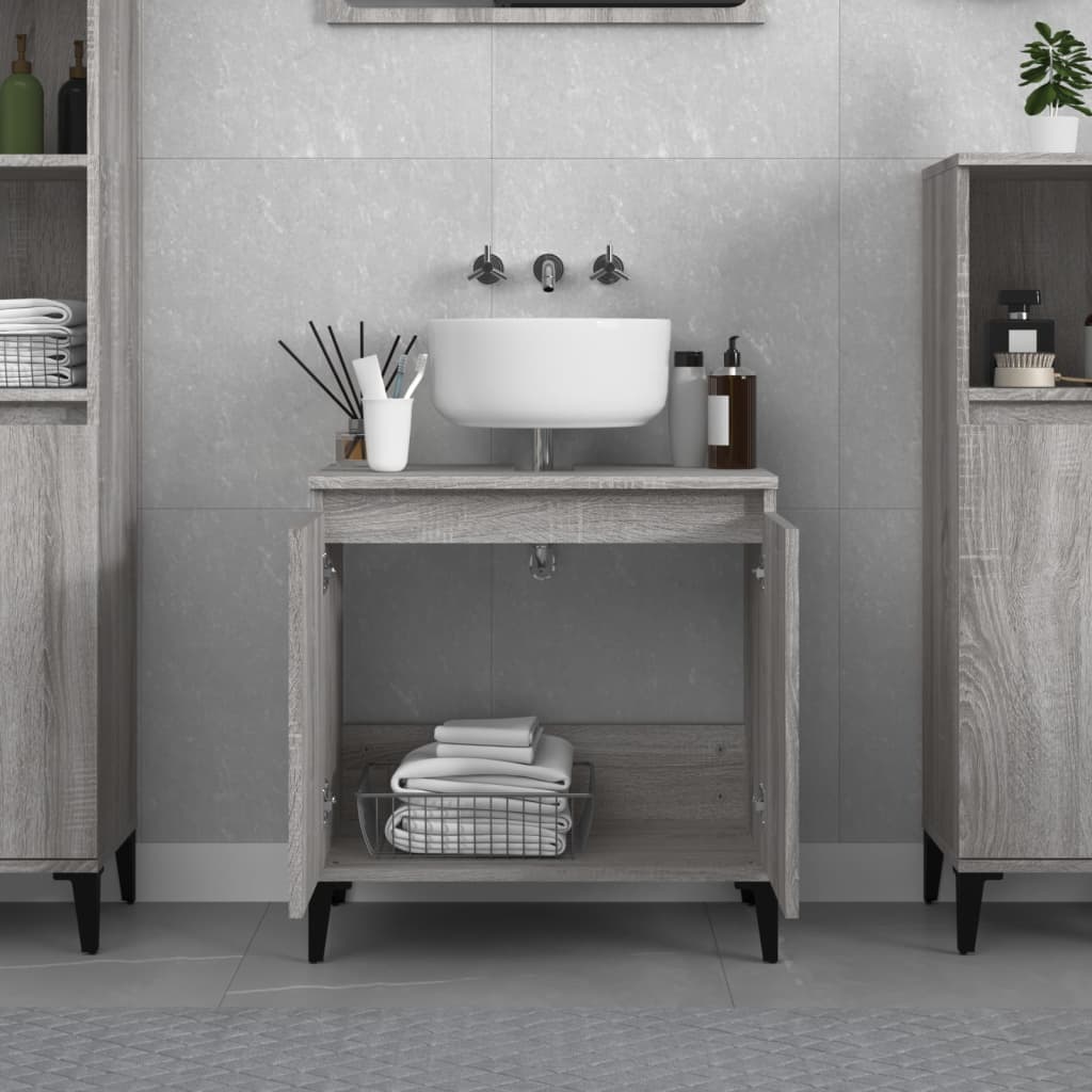 Sink Cabinet Grey Sonoma 58x33x60 cm Engineered Wood - Bend