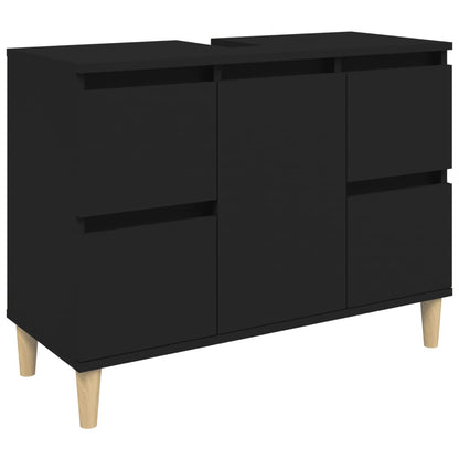 Sink Cabinet Black 80x33x60 cm Engineered Wood - Bend