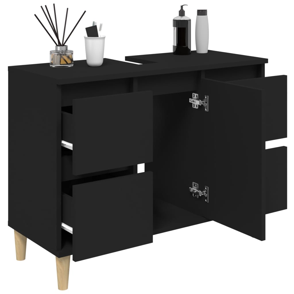 Sink Cabinet Black 80x33x60 cm Engineered Wood - Bend