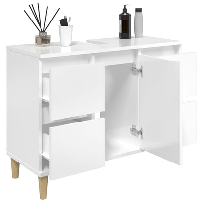 Sink Cabinet High Gloss White 80x33x60 cm Engineered Wood - Bend