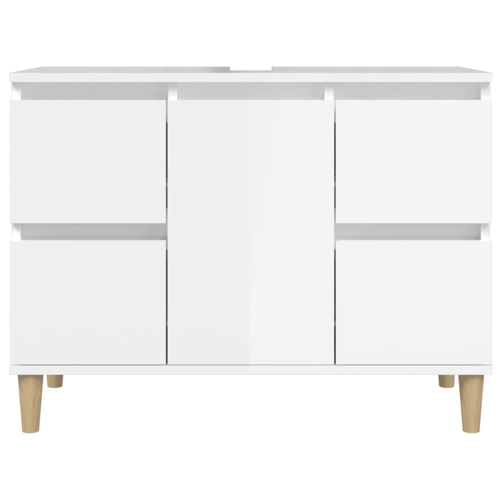 Sink Cabinet High Gloss White 80x33x60 cm Engineered Wood - Bend